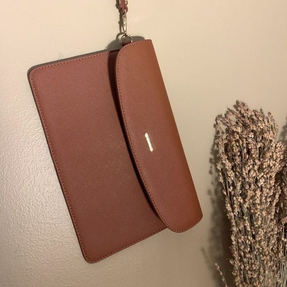 Brand New CARAMEL Clutch with Gold Accents - Picture 2 of 10